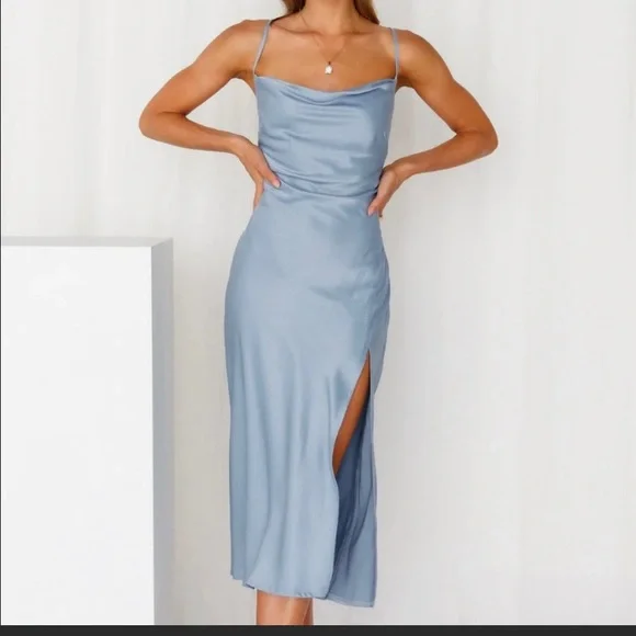 pale blue dresses for women Claire Blue Modest Chiffon Dress